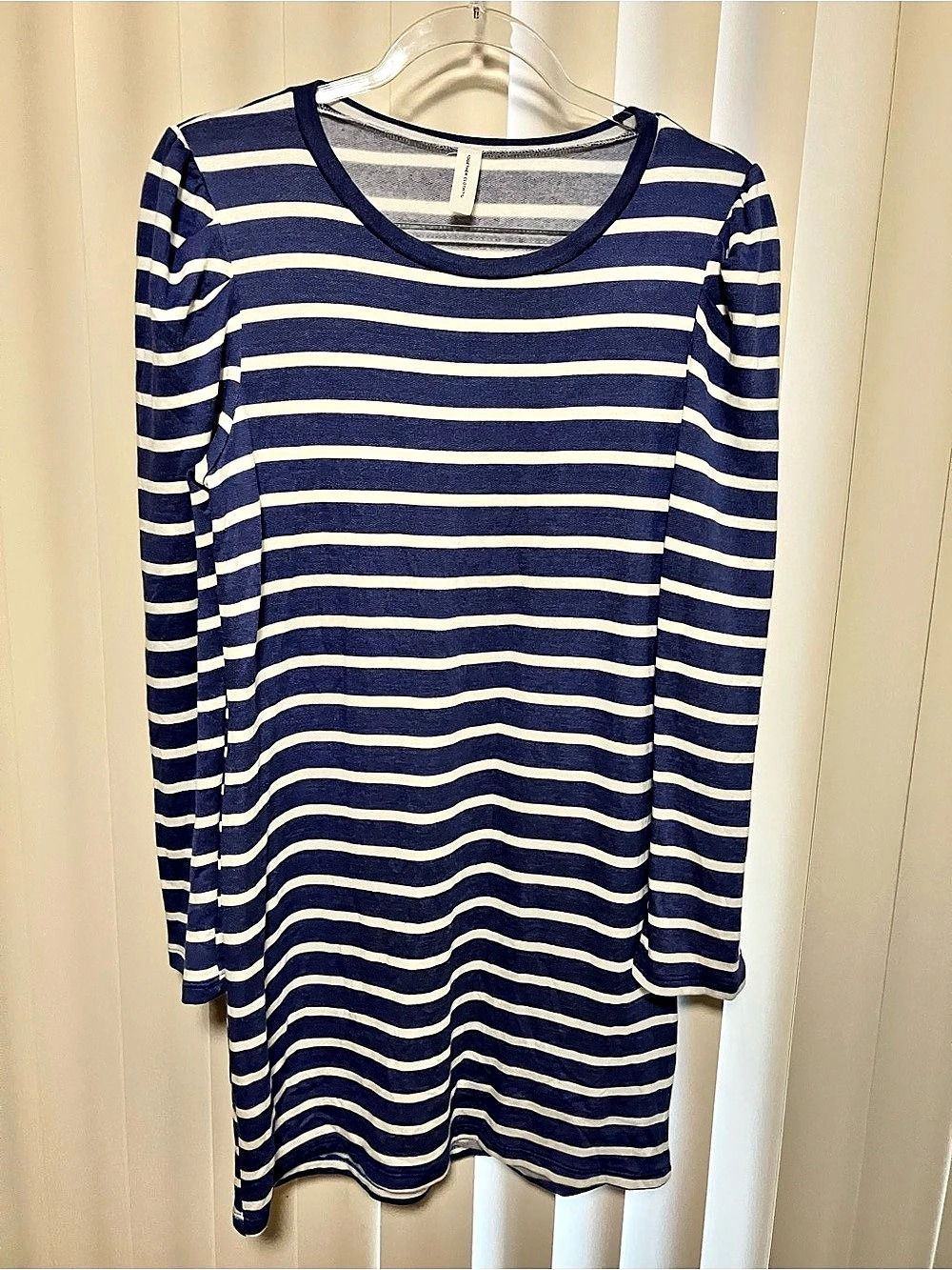 Together Clothing Striped Long Sleeve Dress in Blue & White